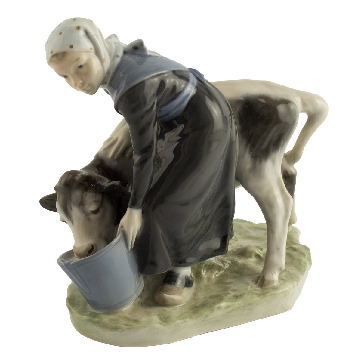 Royal Copenhagen Statuina in "Ragazza con Vitello" Cod 779 porcellana dipinta a mano, 16 cm