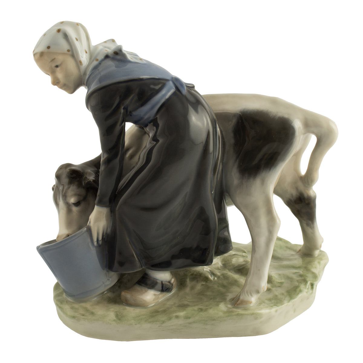Royal Copenhagen porcellana Statuina in "Ragazza con Vitello" Cod 779 d'antiquariato, 16 cm