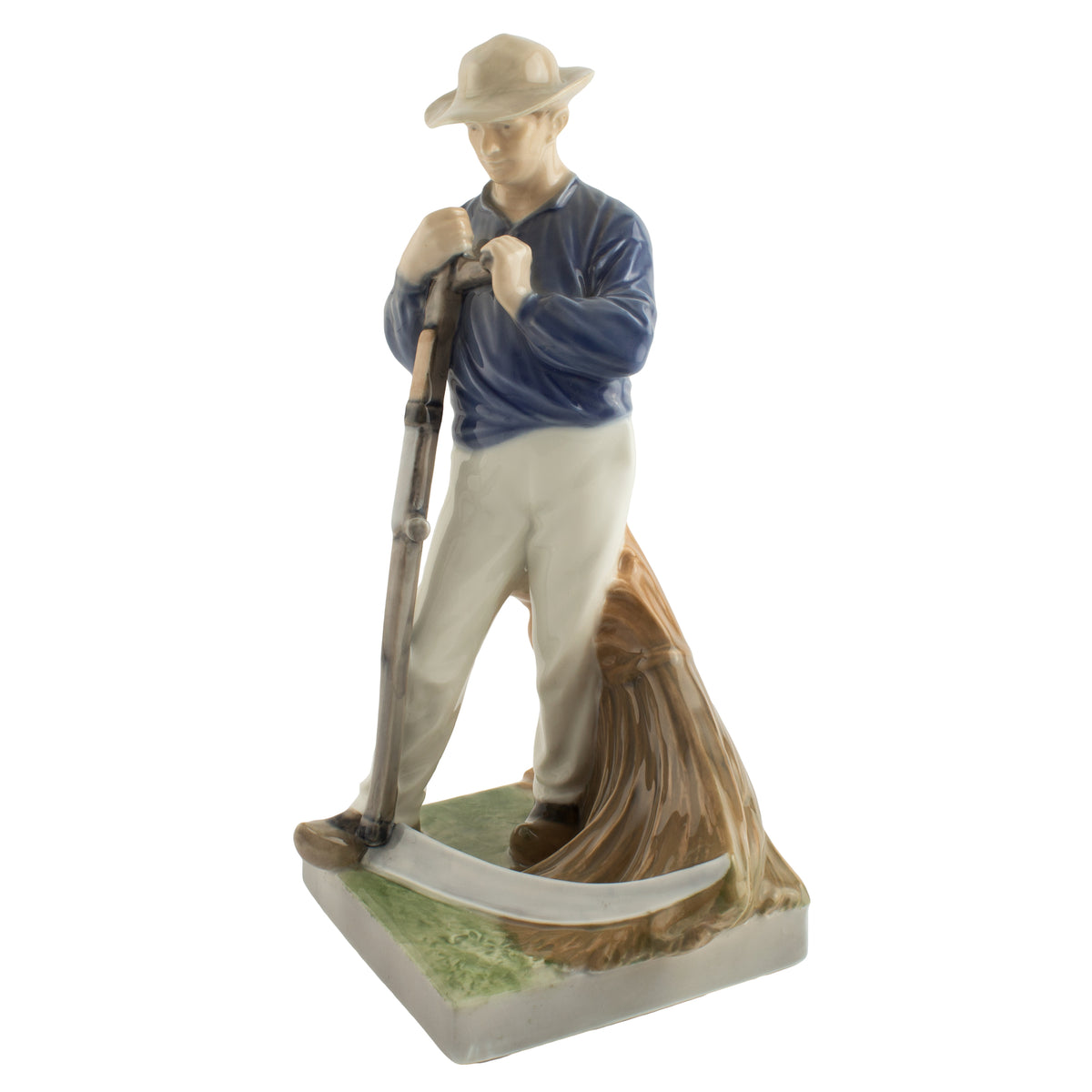 Royal Copenhagen Statuina in "Uomo con Falce" Cod 685 porcellana dipinta a mano, 25 cm