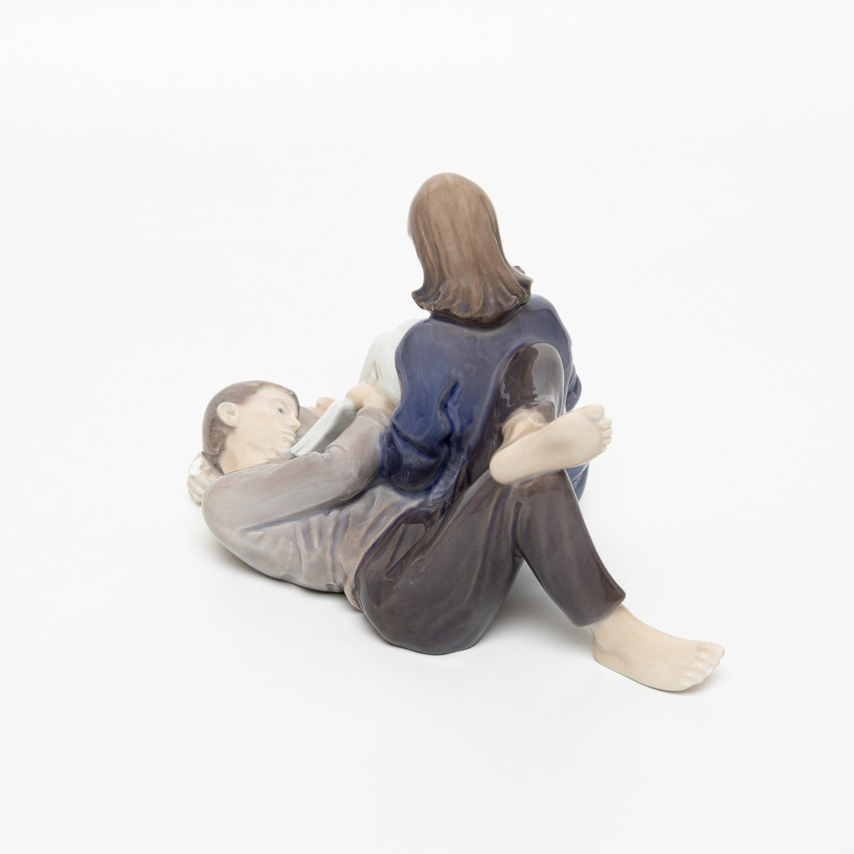 Royal Copenhagen porcellana Statuina "Ragazzi che Leggono" Cod 4649 (Difetto) d'antiquariato, 11 cm