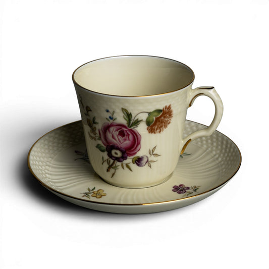 Royal Copenhagen Tazzina Caffè con Piattino Frijsenborg, porcellana con decoro floreale policromo e oro zecchino, #3