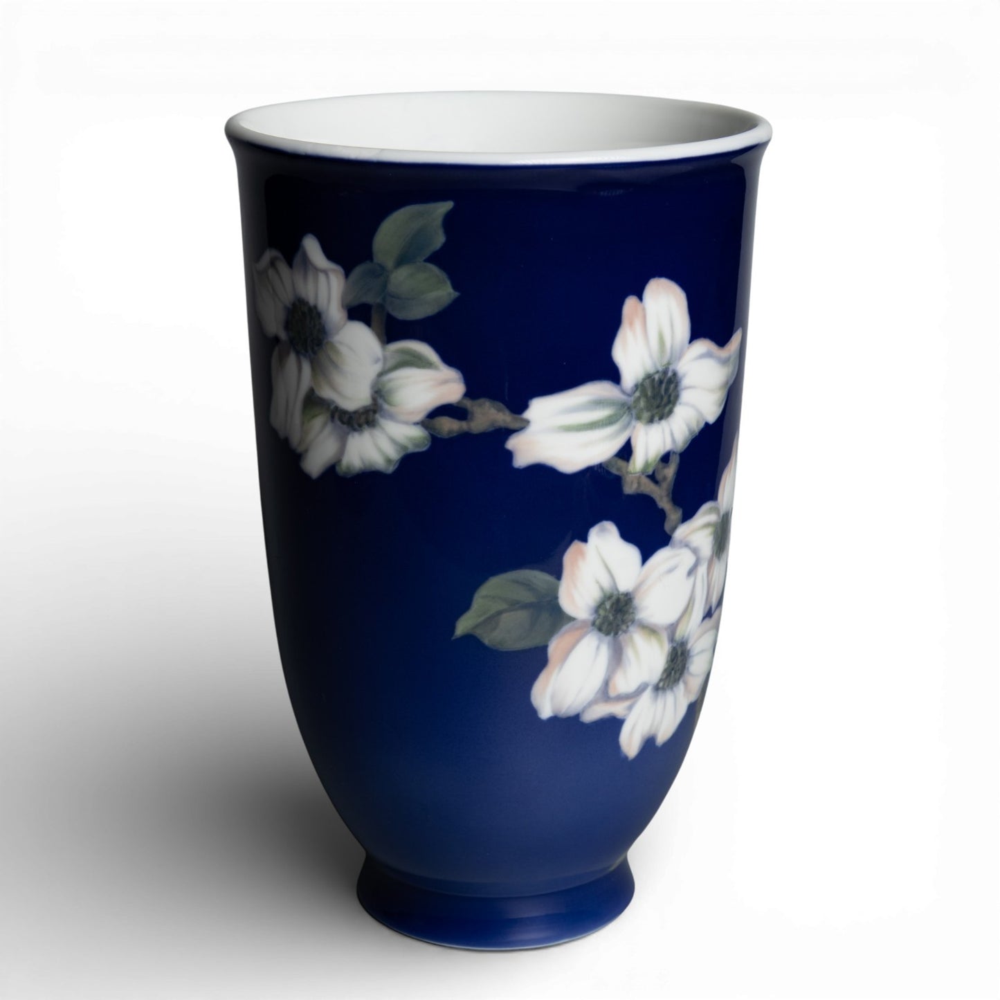 Royal Copenhagen Vaso "Fiore Bianco Sfondo Blu" cod 2830-3549 decorazione porcellana da collezione, cm 23
