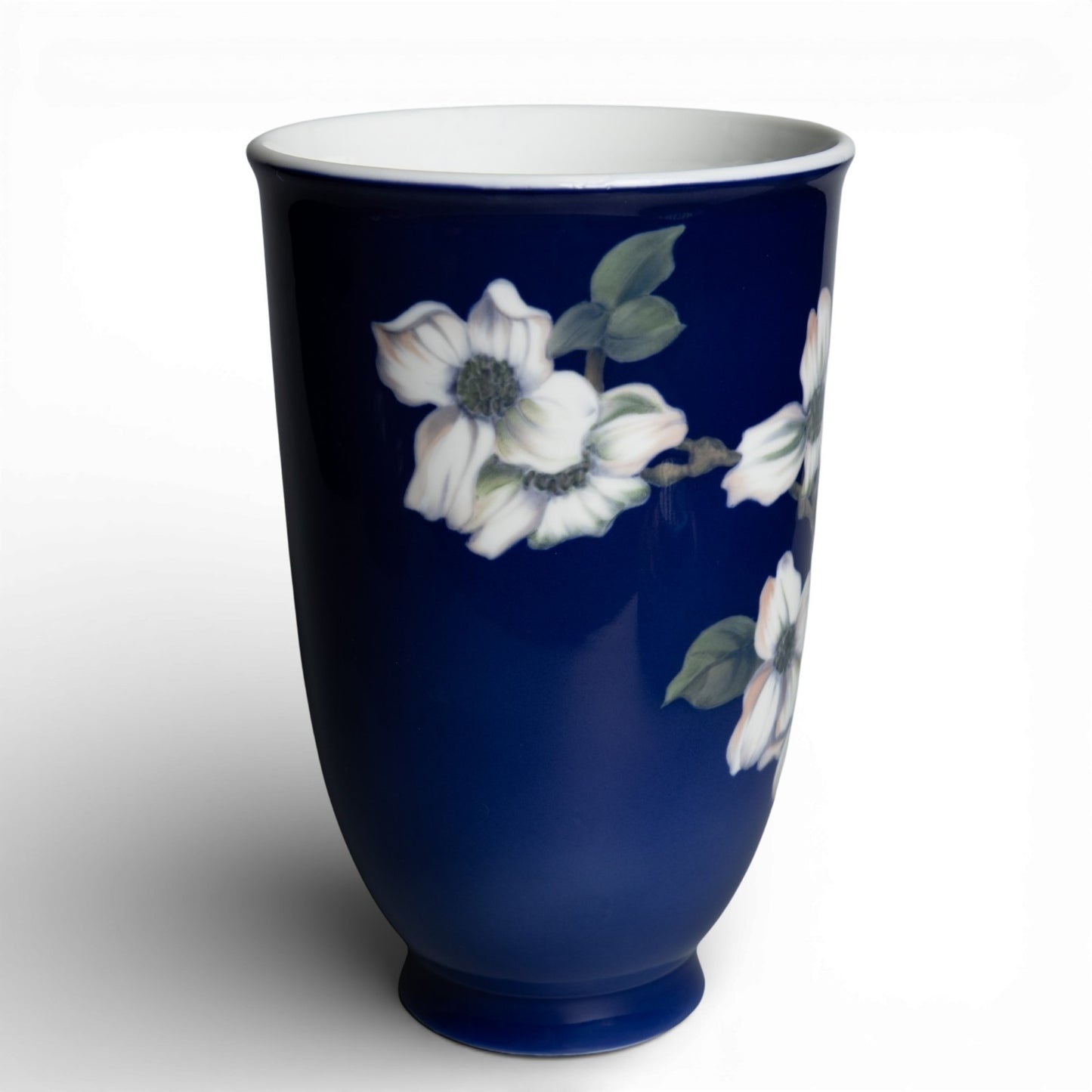 Royal Copenhagen porcellana Vaso "Fiore Bianco Sfondo Blu" cod 2830-3549 d'antiquariato, cm 23