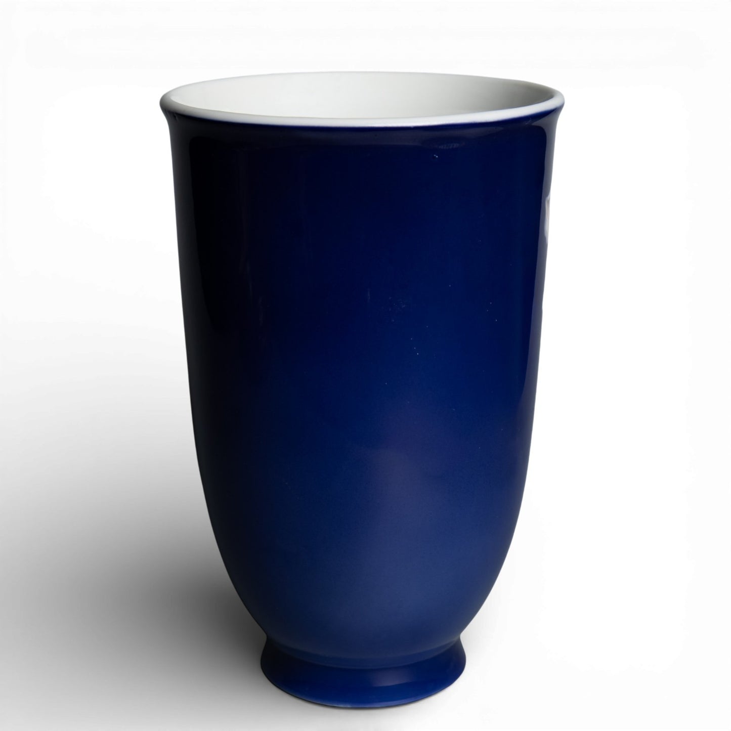 Vaso "Fiore Bianco Sfondo Blu" cod 2830-3549 porcellana pezzo raro da collezione, cm 23
