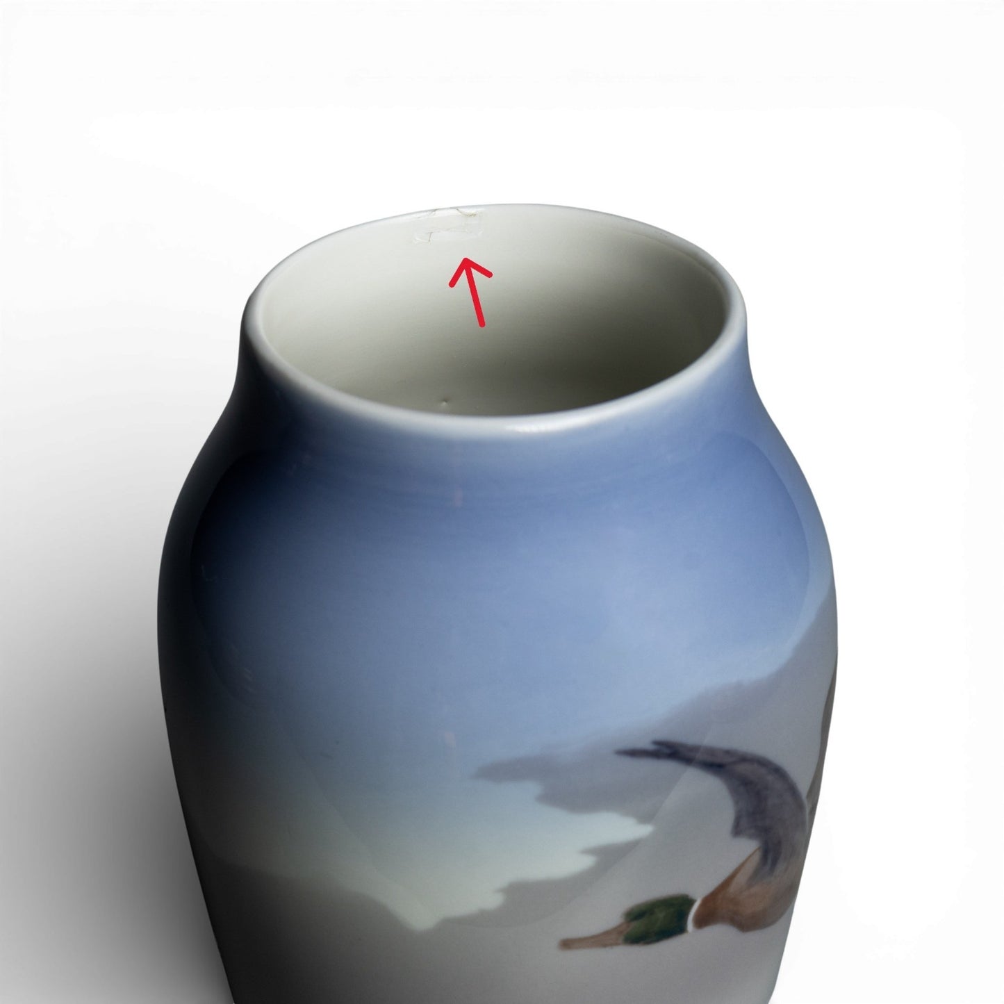 Vaso in "Anatra in Volo" cod 1087-88 porcellana pezzo raro da collezione, cm 13