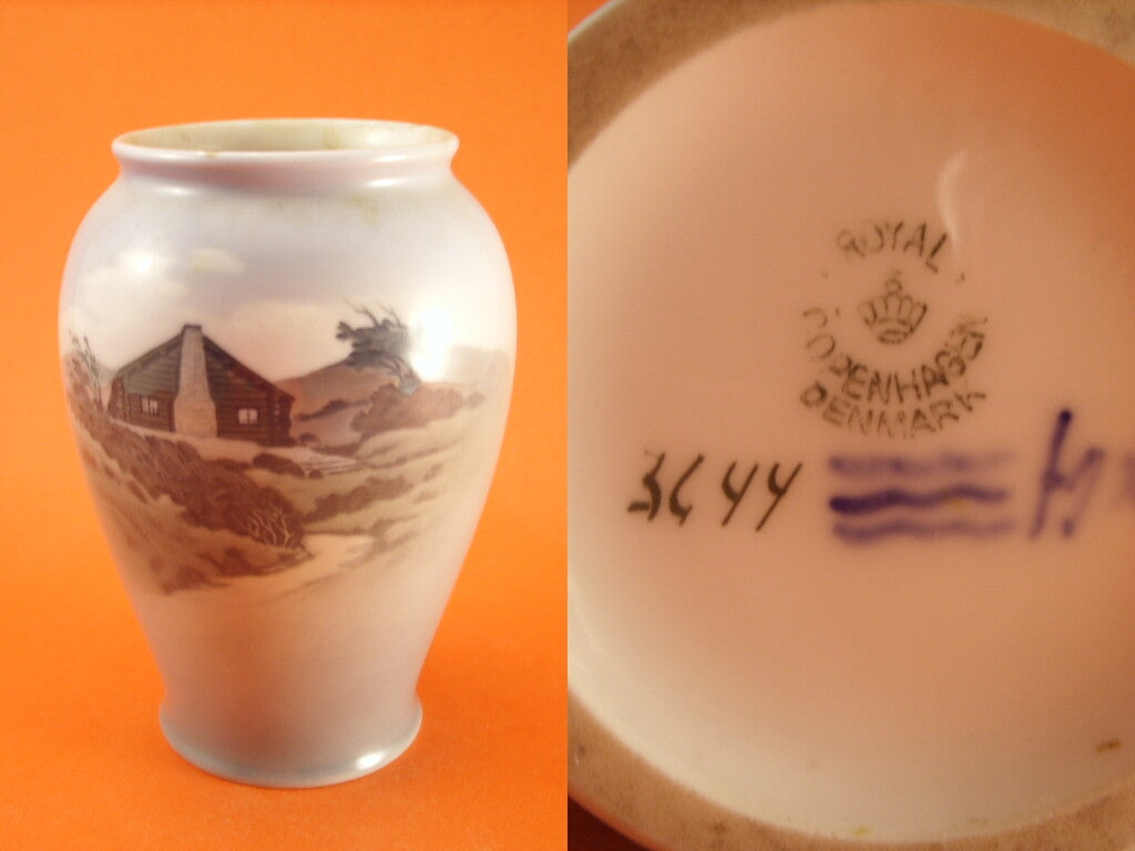 Royal Copenhagen Vaso in "Casa in Montagna" cod 3644 decorazione porcellana da collezione, cm 15