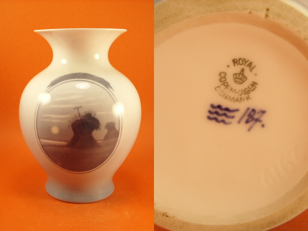 Royal Copenhagen Vaso in "Covoni di Grano" cod 187 decorazione porcellana da collezione, cm 22