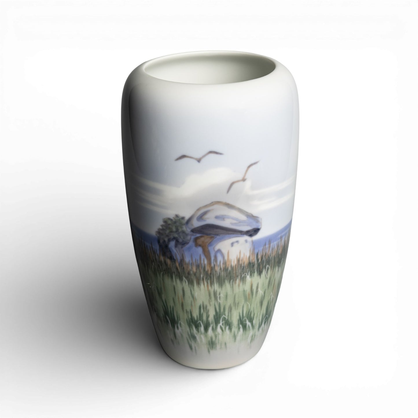 Royal Copenhagen Vaso in "Dolmen" cod 2694-1049 porcellana dipinta a mano, cm 24