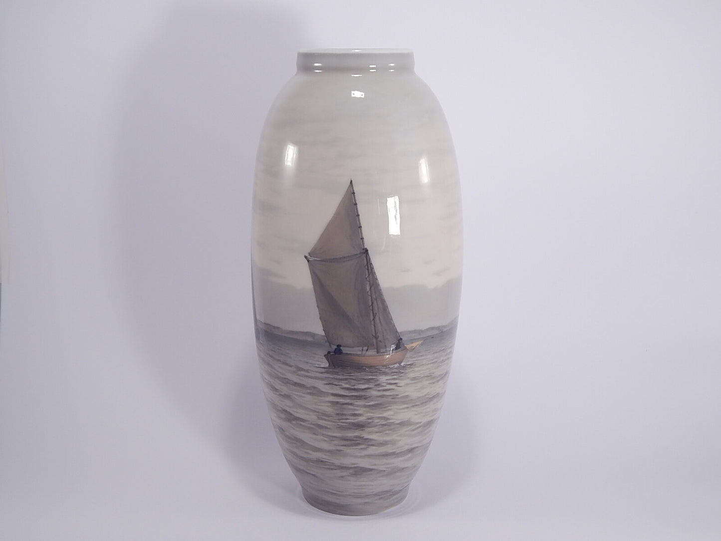 Vaso in "Marina con Barche" cod 1452/763 Royal Copenhagen porcellana autentica, cm 36,5