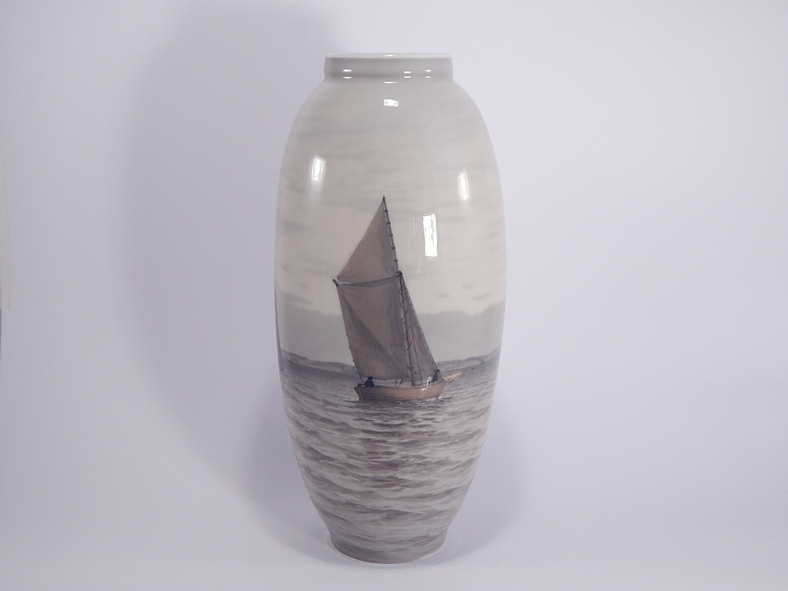 Vaso in "Marina con Barche" cod 1452/763 Royal Copenhagen porcellana autentica, cm 36,5