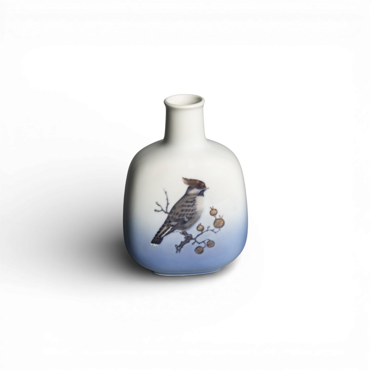 Royal Copenhagen Vaso in "Passero su Ramo" cod 5103 porcellana dipinta a mano, cm 15