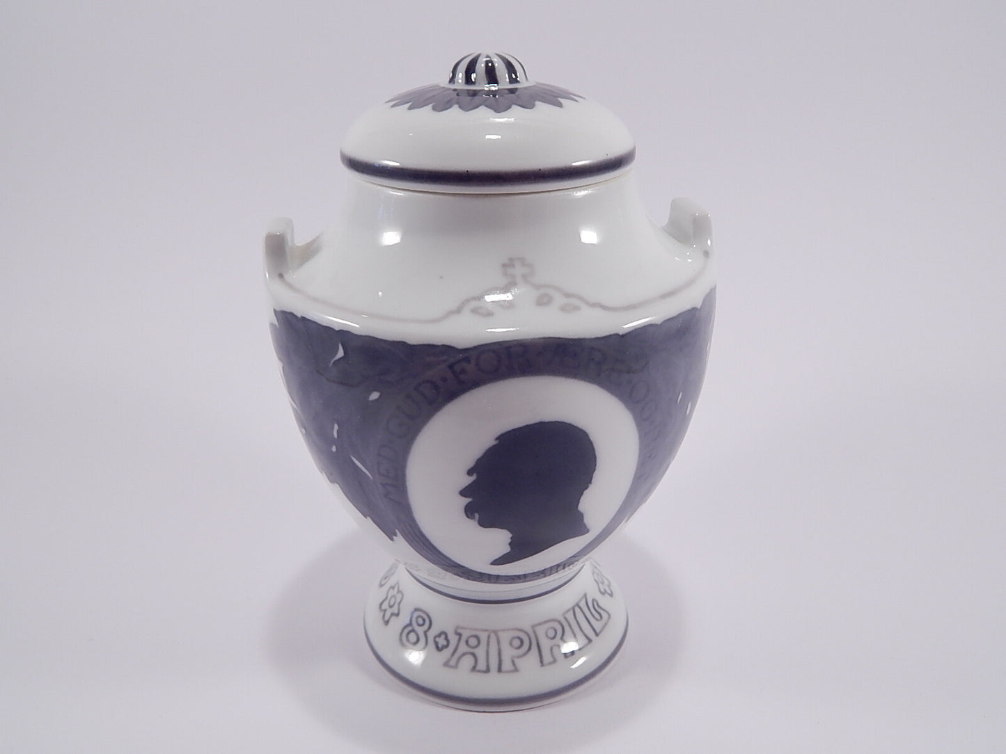 Vaso Urna Antico "1818-1918" in cod 159 Royal Copenhagen porcellana autentica, cm 19