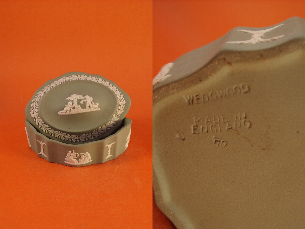 Wedgwood Jasper verde in gres, scatola con mitologia greca