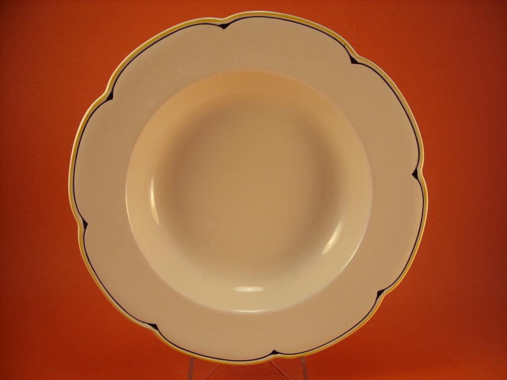 Piatto fondo Woods Ivory Ware Art Déco in ceramica inglese 25 cm, decorato a mano
