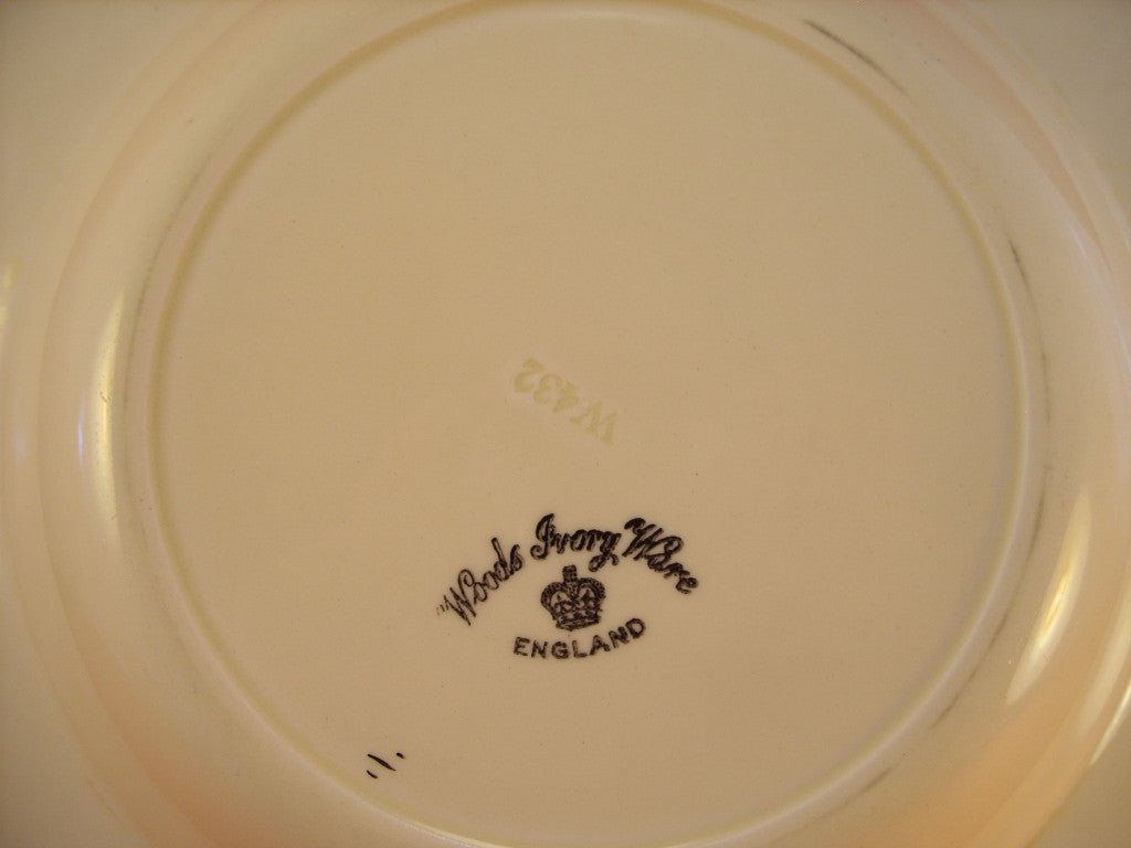 Marchio Woods Ivory Ware England sotto la base, terraglia inglese di Burslem