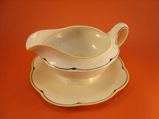 Salsiera Woods Ivory Ware Art Déco in ceramica inglese, decorata a mano sopra smalto